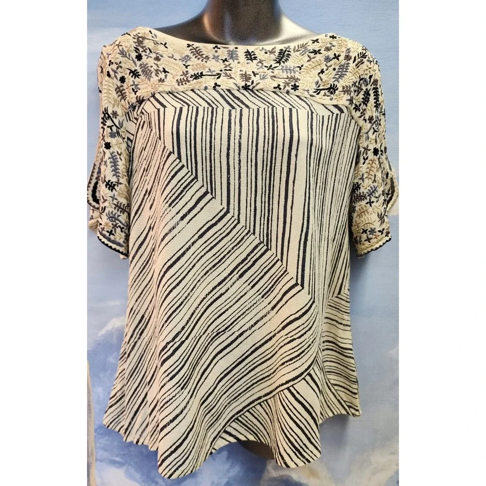 Benares M Embroidered Sleeve  Boho Blouse LNC!